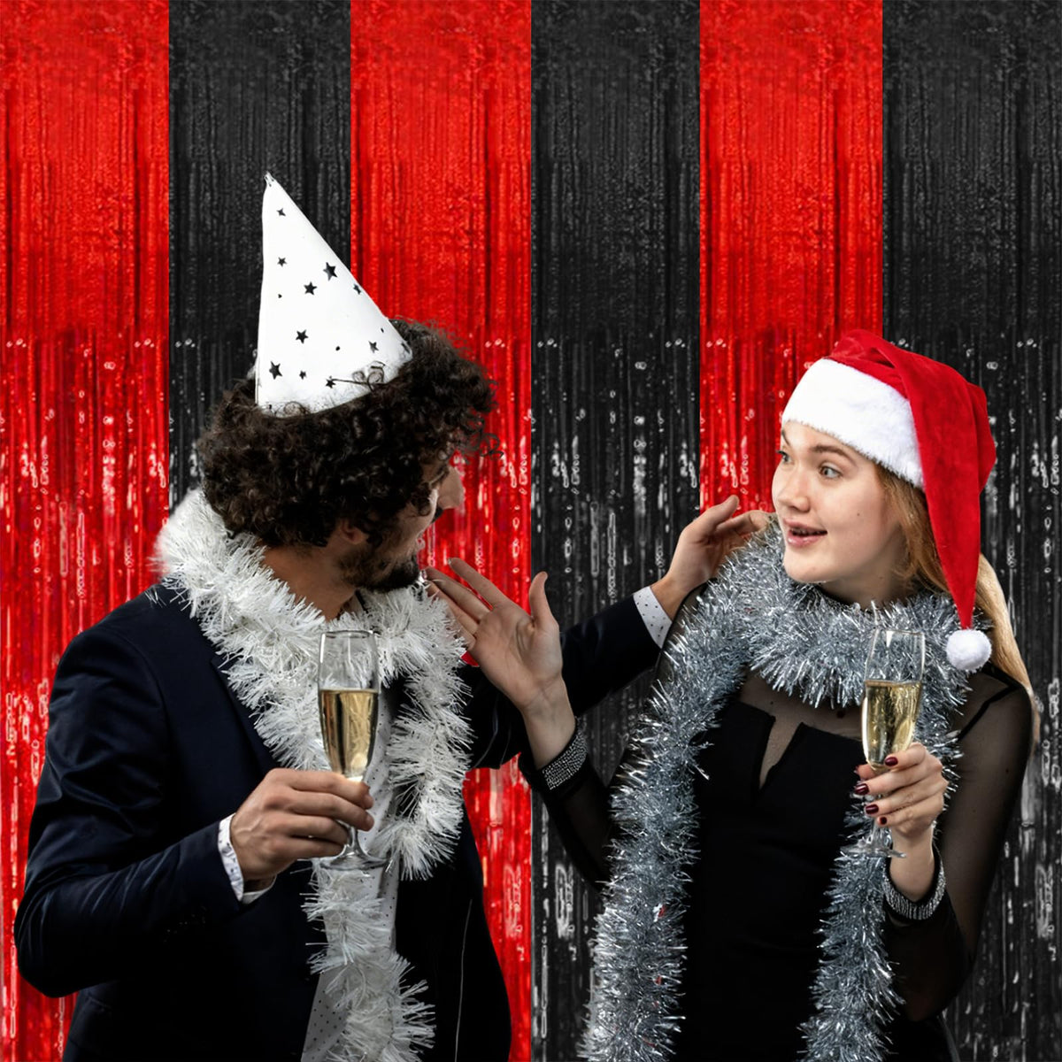 K.E.J. reusable tinsel backdrop adds sparkle across parties.