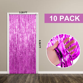 K.E.J. easy-install foil curtain for quick party setup.