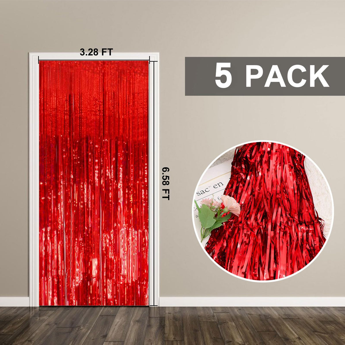K.E.J. entrance drape foil curtain creates a welcoming party vibe.