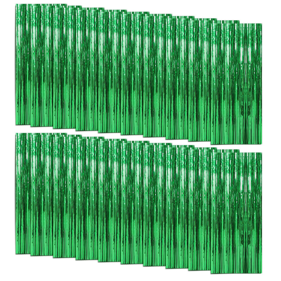 K.E.J. front pack of 20 green foil curtains showing quantity and size benefits