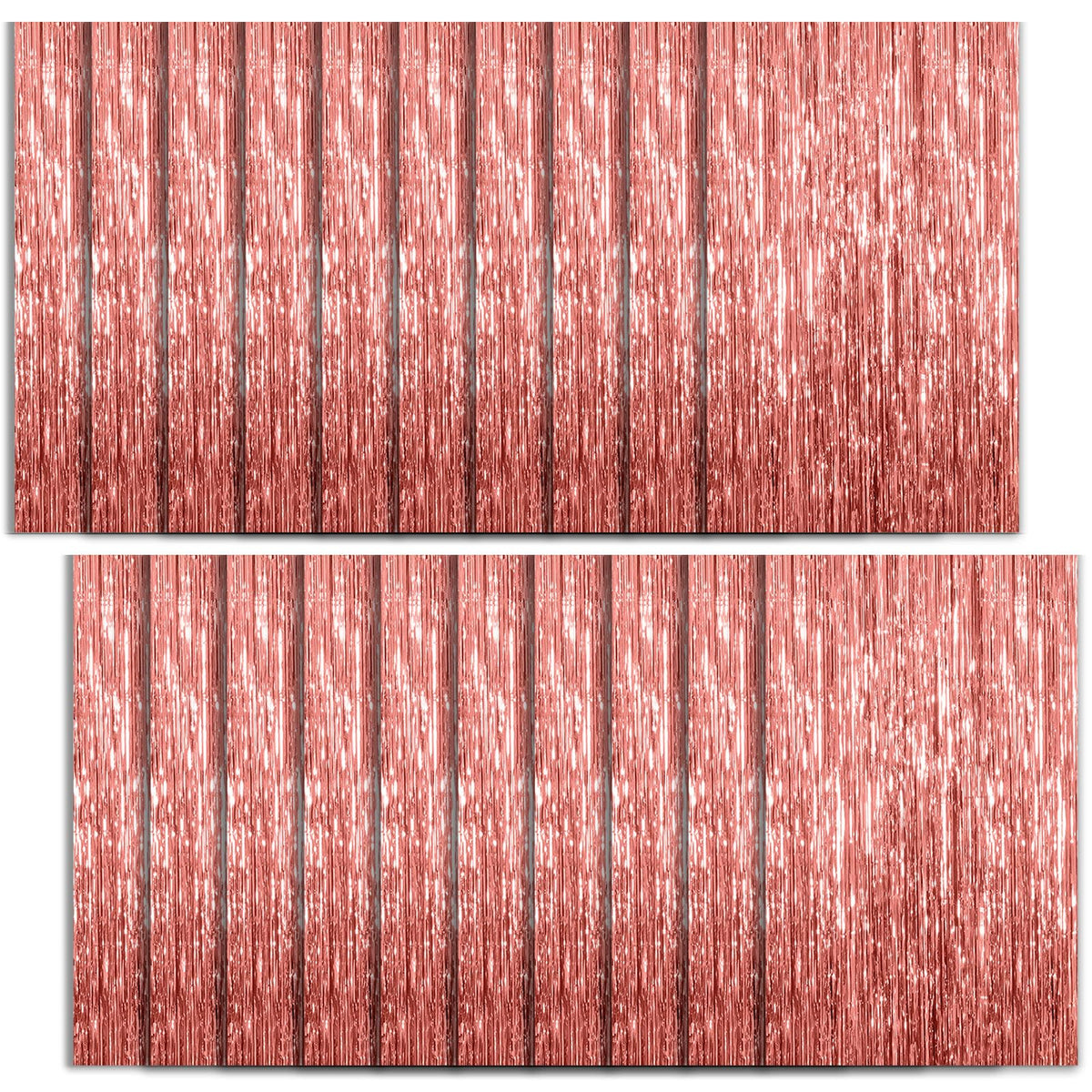 K.E.J. foil curtain front pack showing full rose gold panels and quantity benefits