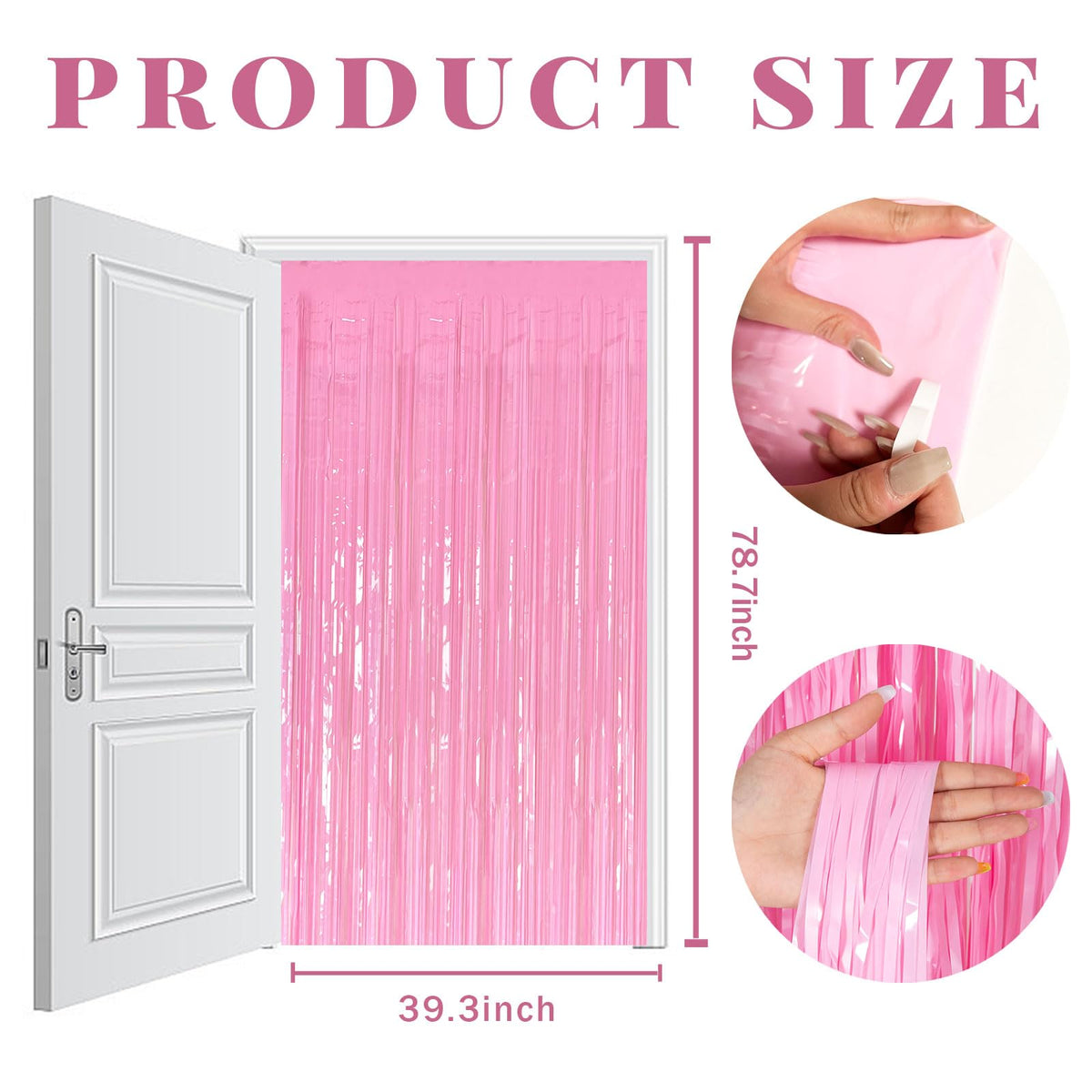 K.E.J. pink foil curtain as holiday party décor