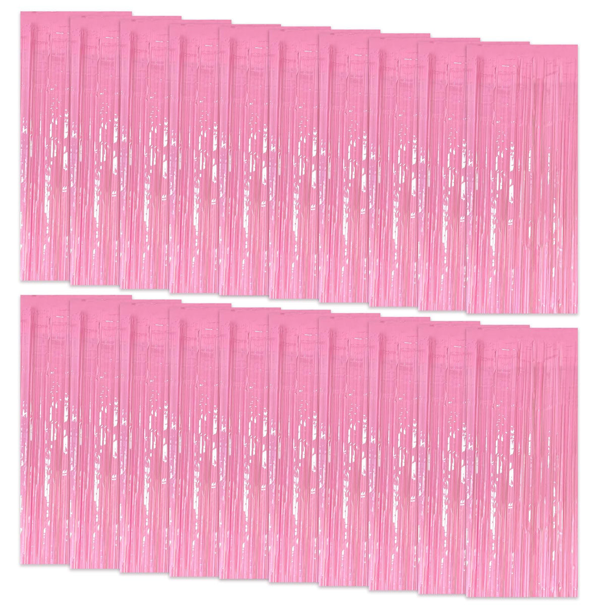 K.E.J. front view of 20-pack foil curtains showing party-ready coverage and convenience