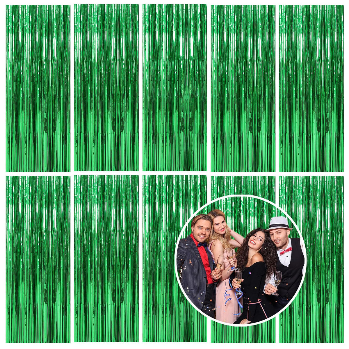 K.E.J. green metallic foil curtain backdrop for party decor