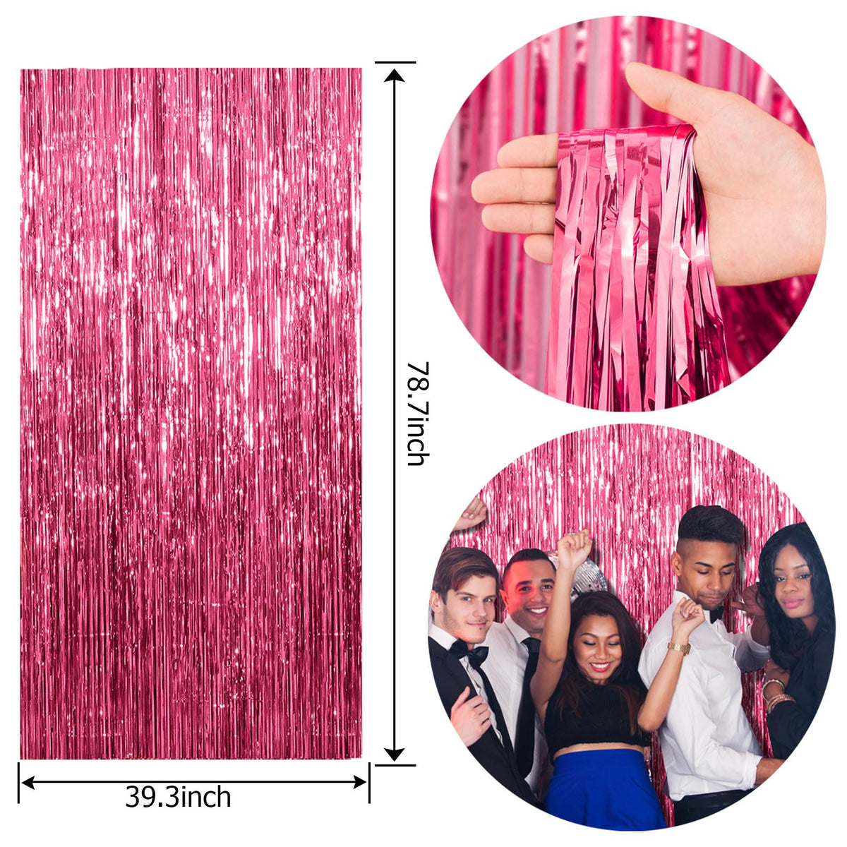 K.E.J holiday celebration pink foil curtain backdrop for festive decor