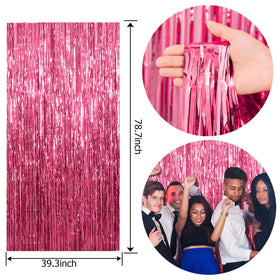 K.E.J. Christmas party decor foil curtain enhances festive vibes.