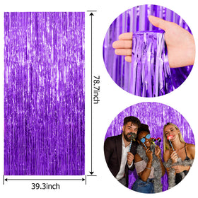 K.E.J. holiday curtain backdrop with metallic tinsel elevates festive décor.