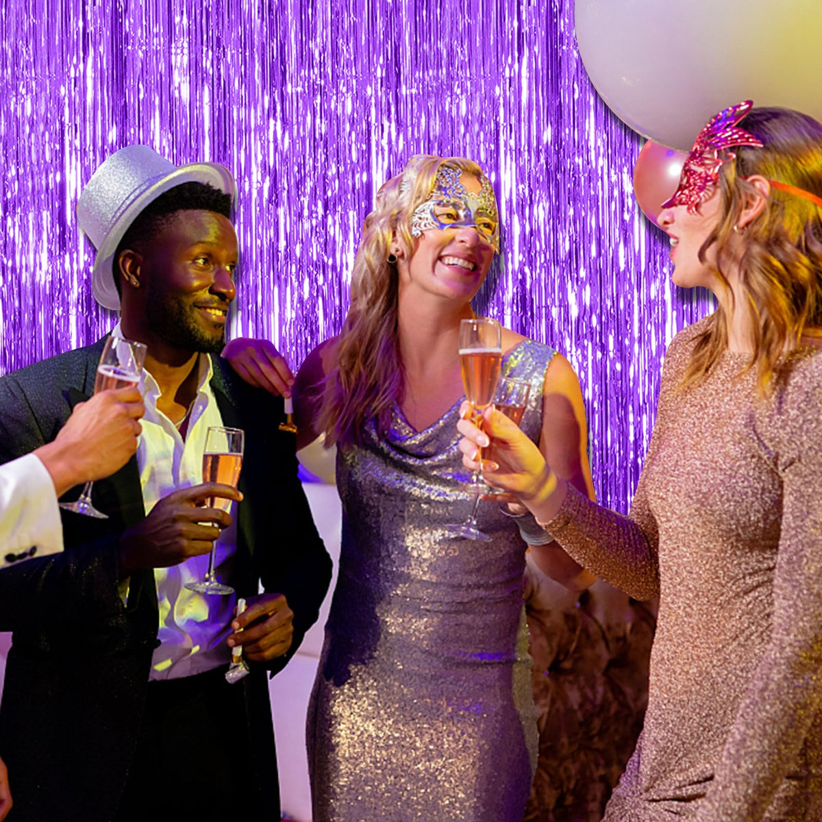 K.E.J. photo booth backdrop in purple adds instant party photo appeal.