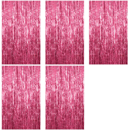 K.E.J pink foil curtain backdrop adds festive sparkle to event entrance