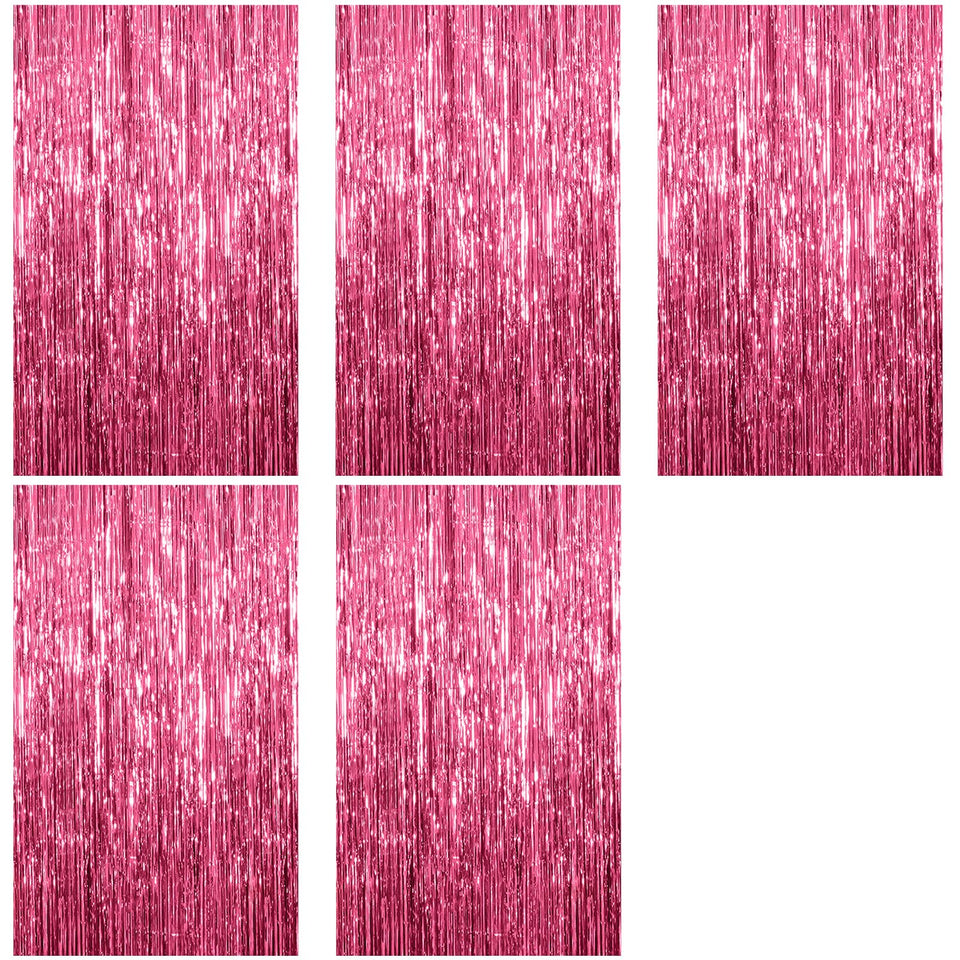 K.E.J pink foil curtain backdrop adds festive sparkle to event entrance