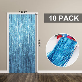 K.E.J. reusable blue metallic foil curtain for future events.