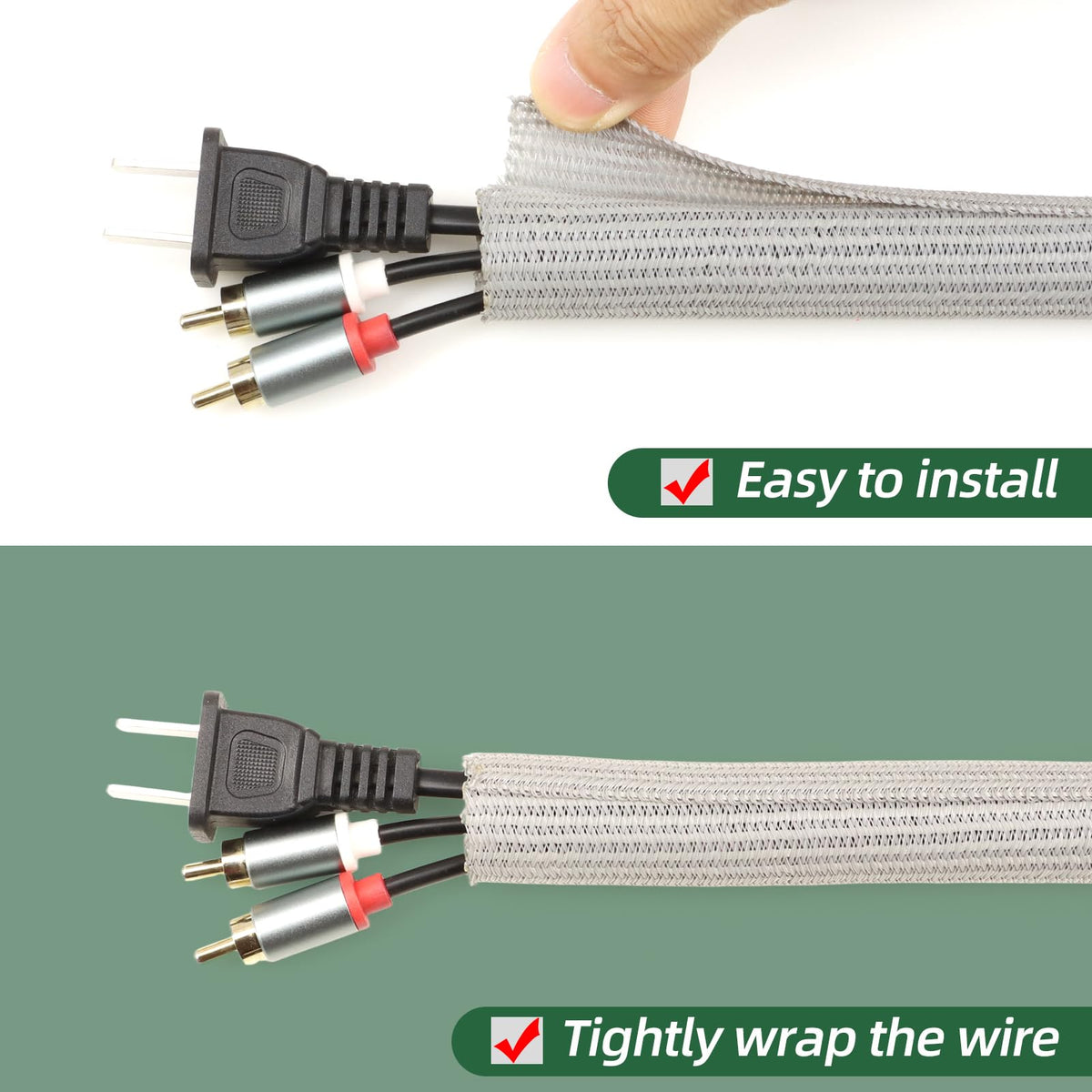 Kelepu braided cable sleeve in grey guards wires from dust and wear