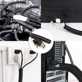 Kelepu wire loom installed in a auto engine compartment protecting cables.
