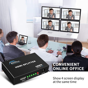 Keliiyo HDMI splitter retail demo setup with synchronized screens.