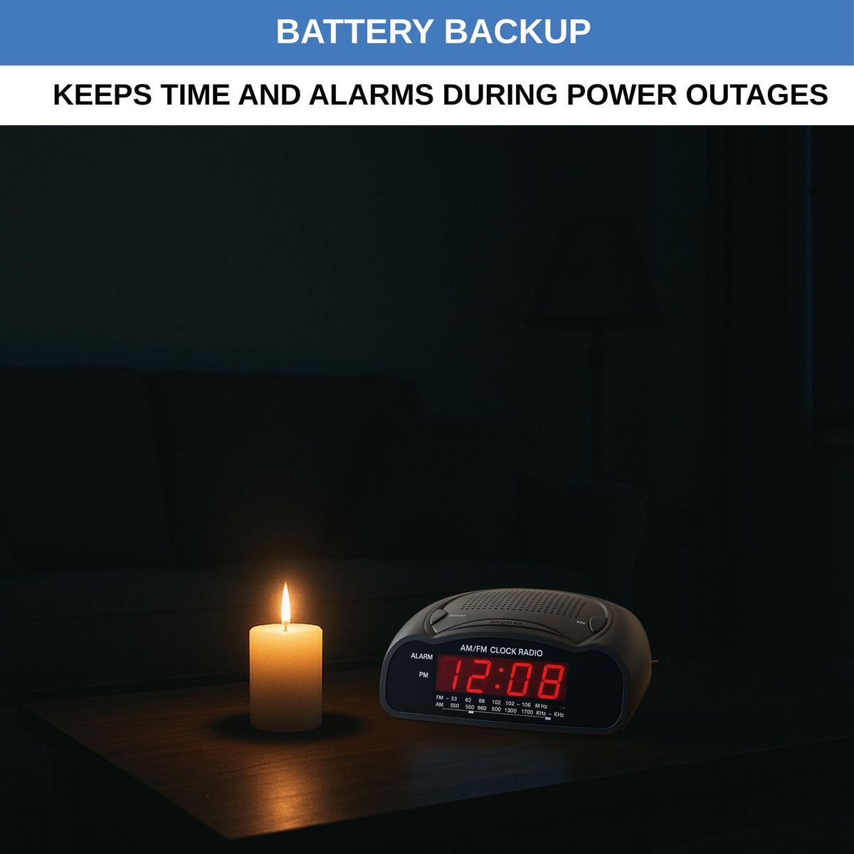 Ken-Tech bedside clock on a desk setup ideal for bedrooms and dorms.