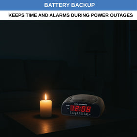 Ken-Tech bedside clock on a desk setup ideal for bedrooms and dorms.