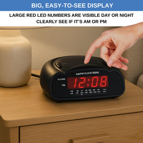 Ken-Tech digital alarm clock with bright red LED display for night readability.