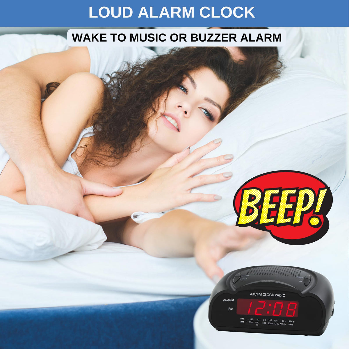 Ken-Tech alarm clock in buzzer mode highlighting reliable wake with loud alert.