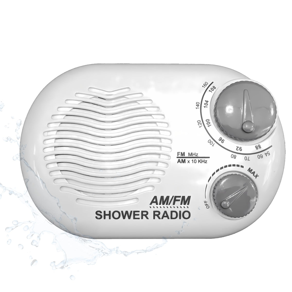 Ken-Tech Shower Radio with water resistant housing for shower listening.