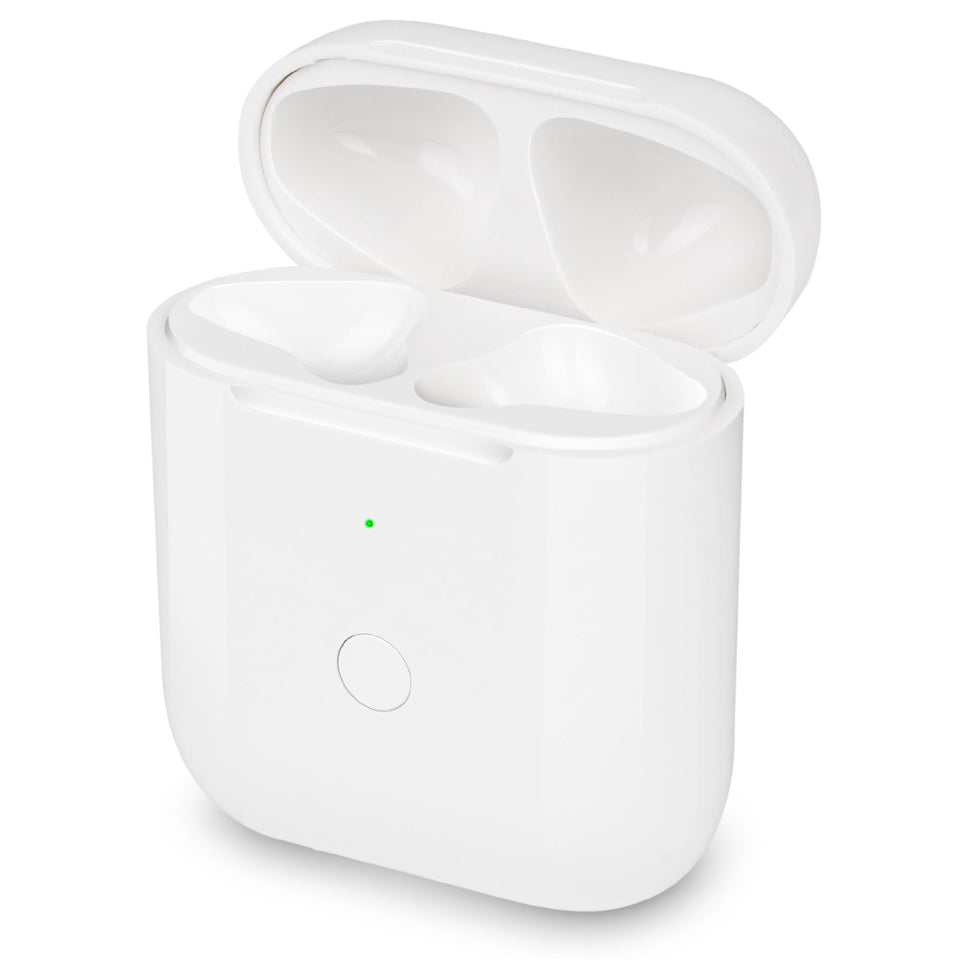 Kenko Back AirPods case front view shows white design and charging status.
