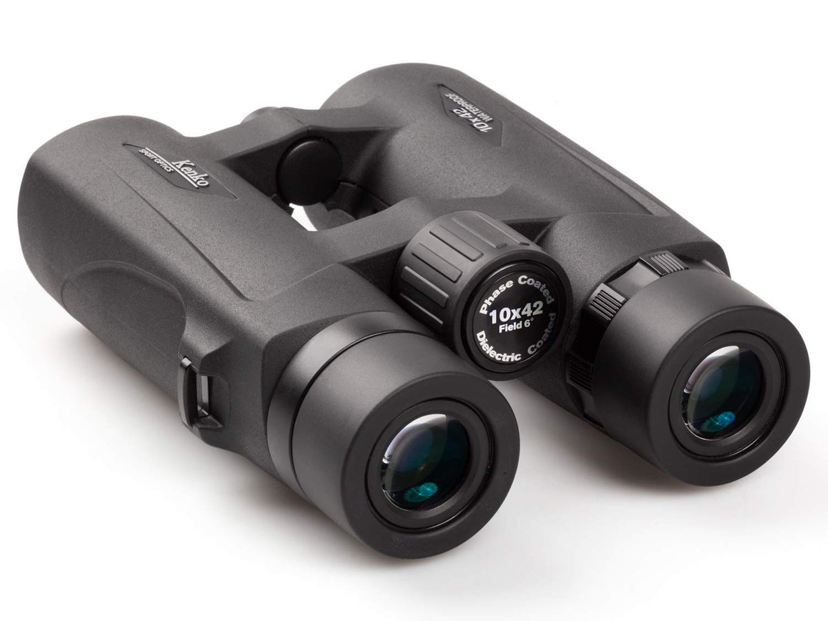 Kenko Ultraview EX OP 10x42 DH III with twist-up eyepiece for easy eye-point adjustment.
