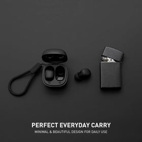KENKUO Y6 charging case coin-sized with easy-access lid.