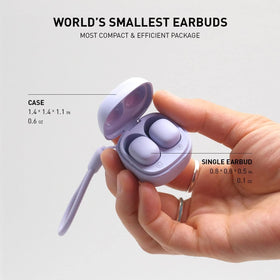 KENKUO Y6 purple earbuds in case highlighting portable charging
