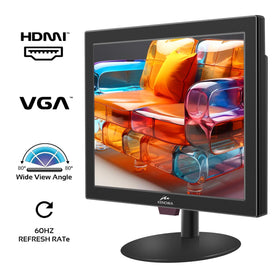 Kenowa 15-inch monitor ports close-up with HDMI, VGA, BNC, AV for versatile connections.