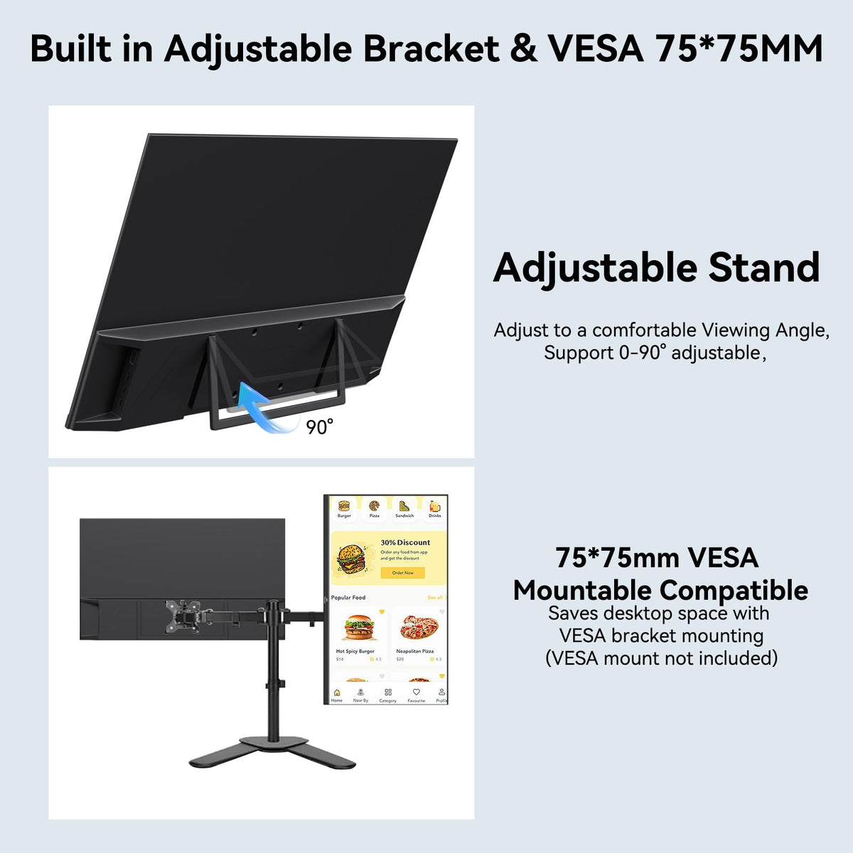 Kenowa 23-8-inch monitor VESA mount ready for flexible mounting