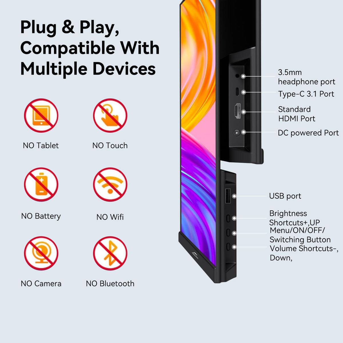Kenowa 23-8-inch monitor portable design for on-the-go setups