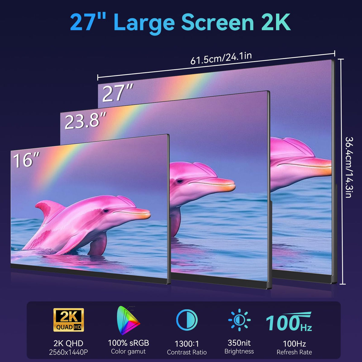 Kenowa 27-inch 2K screen delivers sharp, vibrant visuals for day-to-day tasks