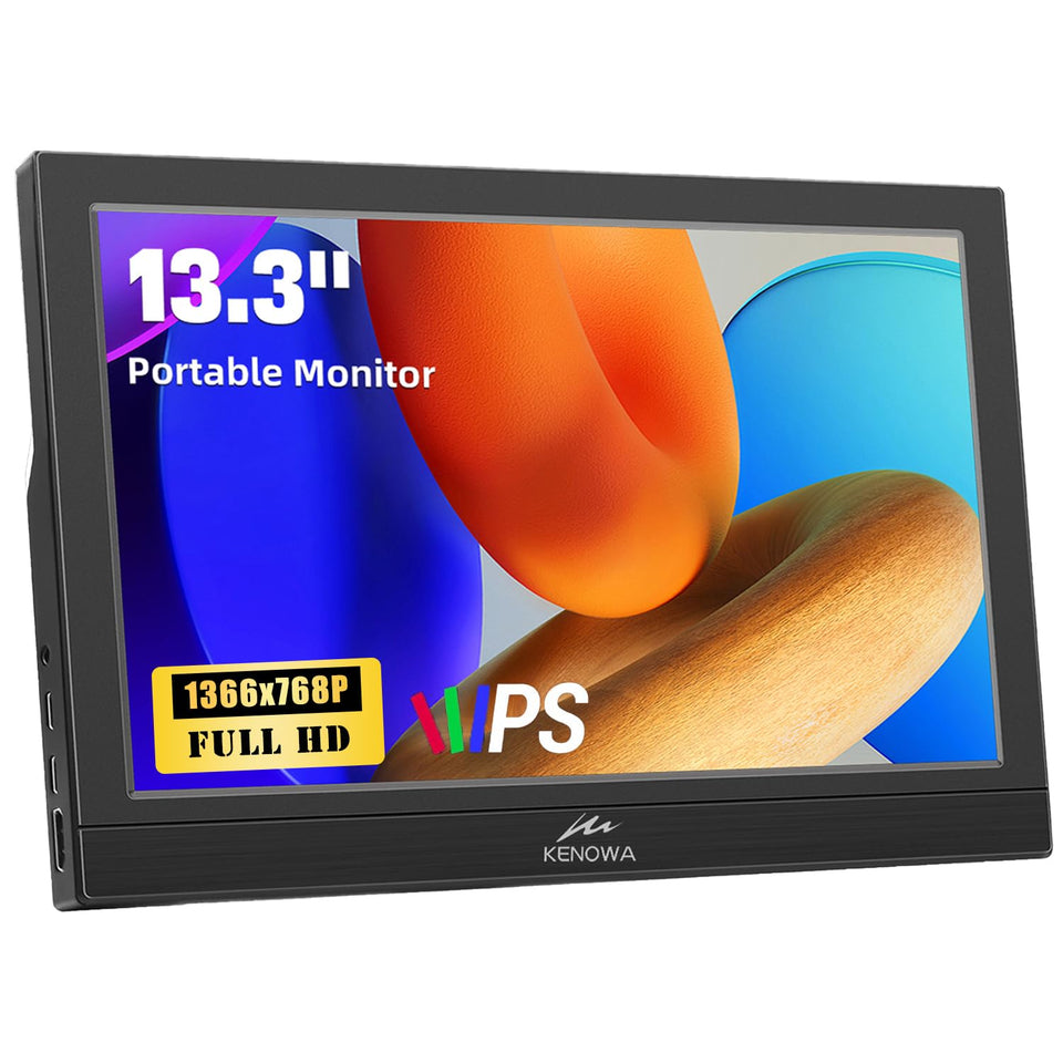Kenowa front view of monitor showing crisp HD screen and quick setup benefit