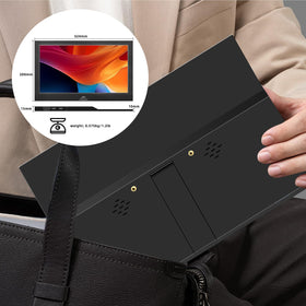 Kenowa beside laptop to show size comparison and portable second screen advantage