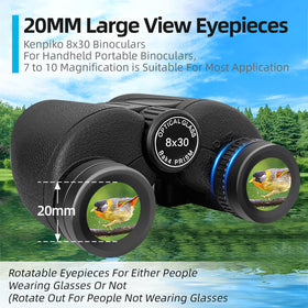 Kenpiko close-up of objective lenses highlighting FMC coatings for brighter views