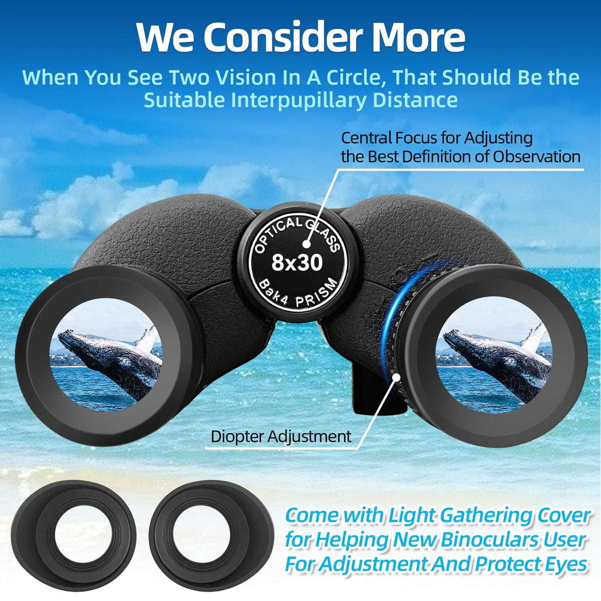 Kenpiko binoculars worn by hiker on trail demonstrating lightweight outdoor use