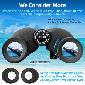 Kenpiko binoculars worn by hiker on trail demonstrating lightweight outdoor use