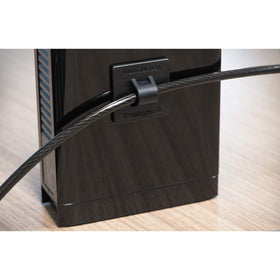 Kensington cable trap holding external drive in place reducing theft risk
