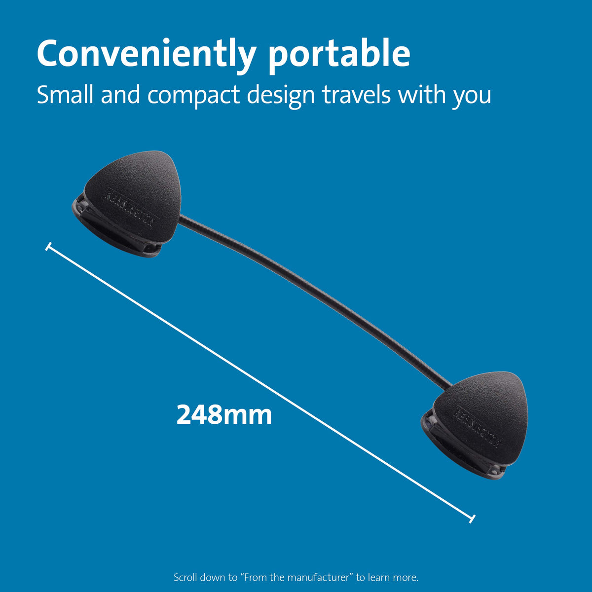 Kensington flex clip copyholder attachment shown on a laptop for quick document access.