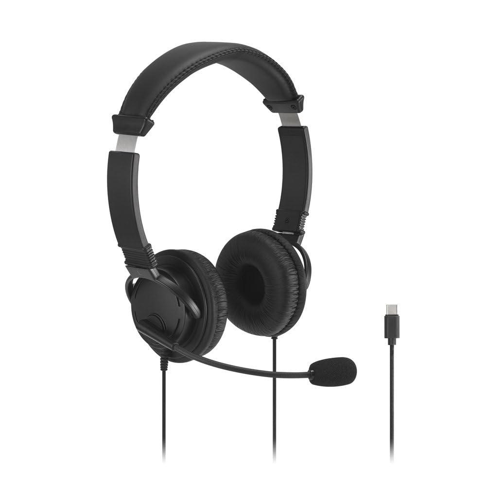 Kensington front view of headset showing padded headband and earcups for comfort