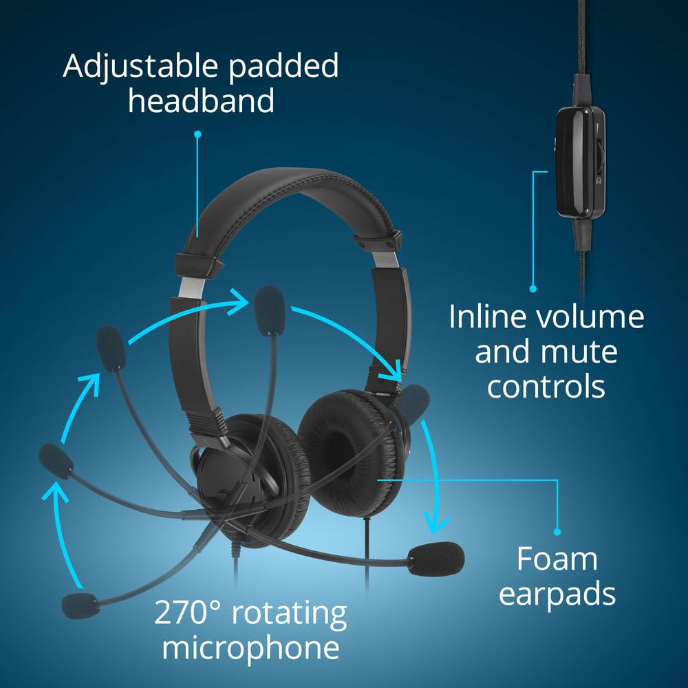 Kensington microphone detail showing rotatable boom mic for clear speech pickup