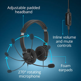 Kensington microphone detail showing rotatable boom mic for clear speech pickup