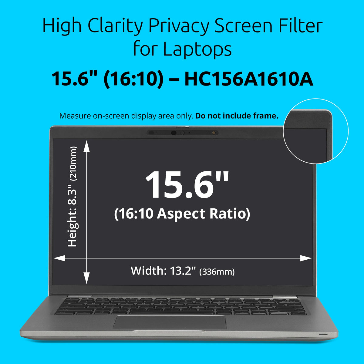Kensington High Clarity Privacy Screen angled view showing private viewing angle.