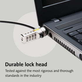 Kensington lock reset dials close-up illustrating easy combination changes