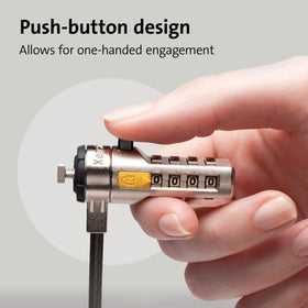 Kensington lock installed in a laptop slot for easy one-handed protection