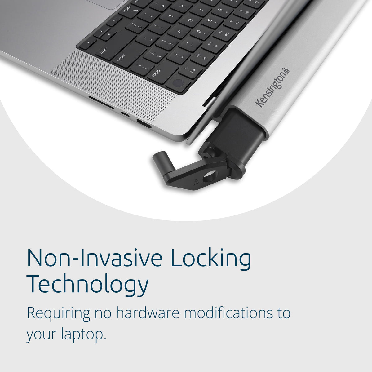 Kensington locking station side port access enables easy cable routing.