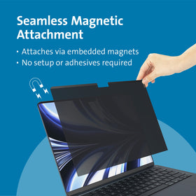 Kensington MagPro Elite privacy screen attached magnetically to MacBook Air 13.6-inch.