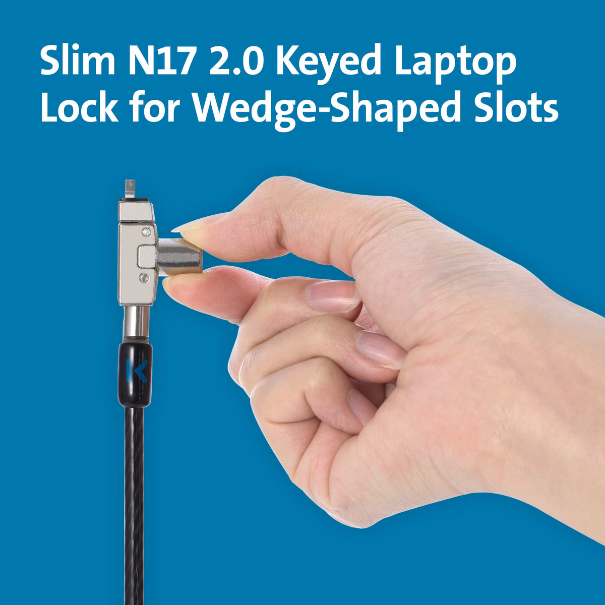 Kensington carbon steel cable detail highlighting cut-resistance benefit