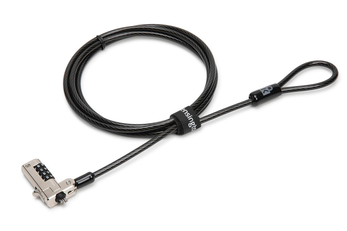 Kensington N17 lock head engagement fits wedge slot for secure laptop use.