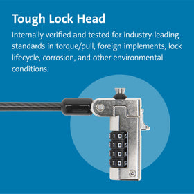 Kensington N17 resettable code with 10,000 combinations for flexible security.
