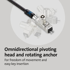 Kensington lock keeping laptop flat and stable on a desk
